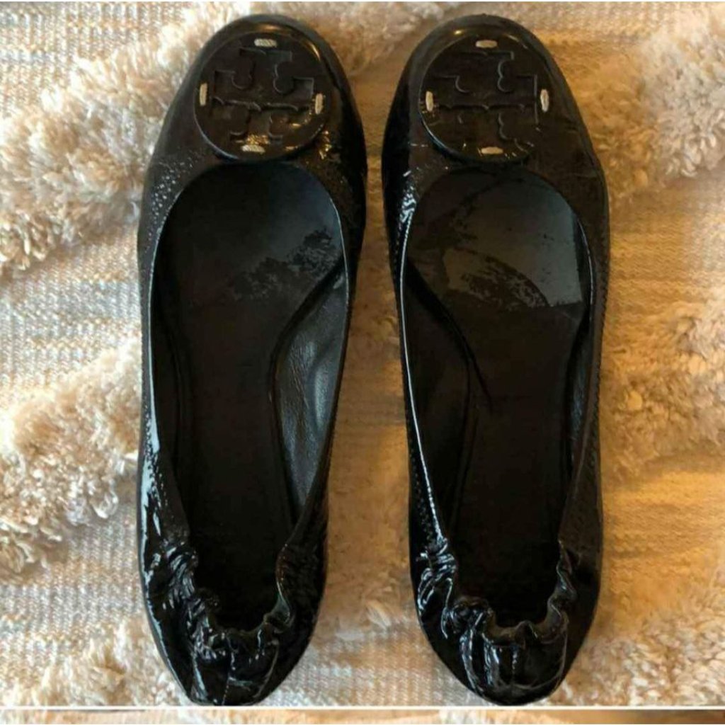 Tory Burch Black Patent Leather Ballet Flats Size 7.5